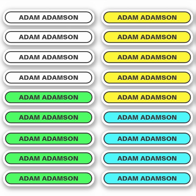 18 Balises du feuillet de nom complet - Stickers é (Devant)