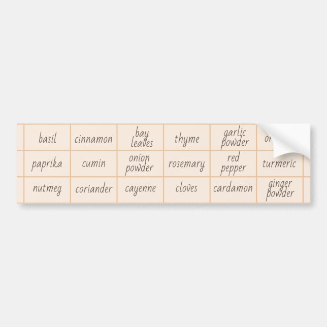 18 Customizable Kitchen Spice Sticker Labels (Devant)