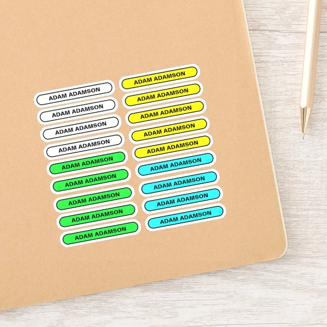 18 étiquettes à nom complet - Autocollants pour éc (boys name stickers for school, personalized student water bottle labels, cute teacher appreciation)