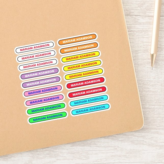 18 Étiquettes de Nom Complet - Autocollants pour É (kids waterproof vinyl name tags for girls)