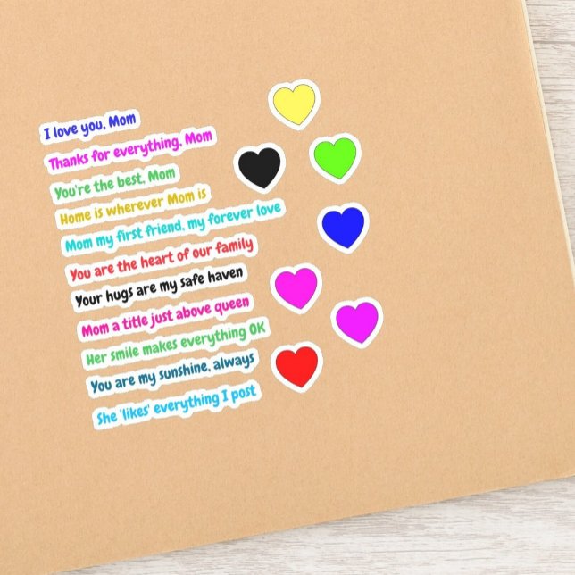 18 PCS - Autocollants de message d'amour pour mama (Appreciation mom stickers
)