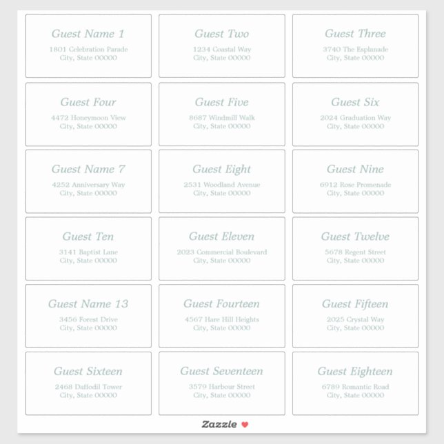 18 Sticker blanc en verre de mer Étiquette de adre (Feuille)