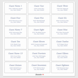 18 Sticker bleu marine Étiquette de adresse blanc