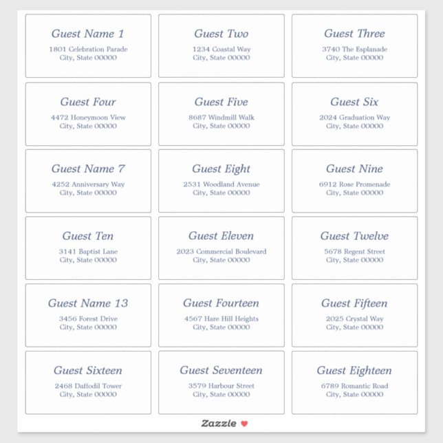 18 Sticker bleu marine Étiquette de adresse blanc (Feuille)