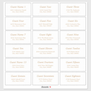 18 Sticker Étiquette de adresse blanc doré beige