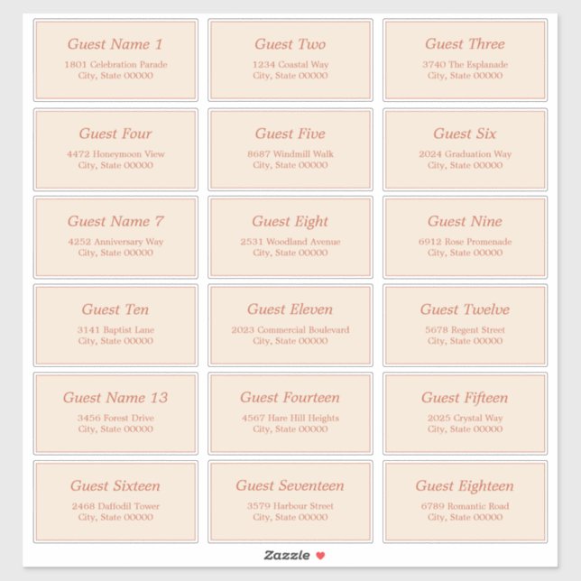 18 Sticker Étiquette de adresse en terre cuite bei (Feuille)