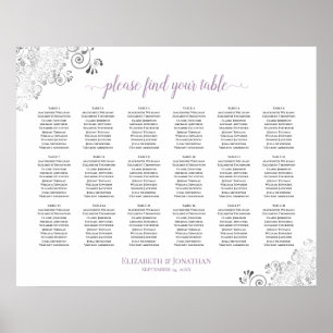18 Table Lacy Mariage blanc Siège Tableau Lavande