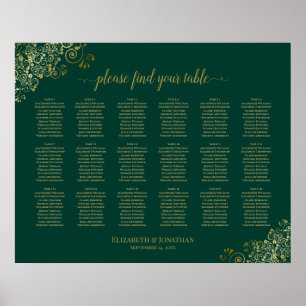 18 Tableau Mariage Siège Emerald Green Gold