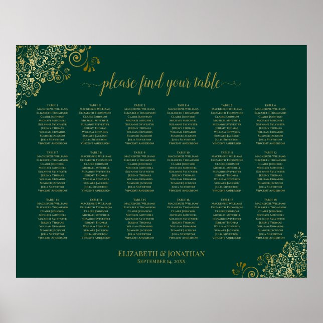 18 Tableau Mariage Siège Emerald Green Gold (Devant)