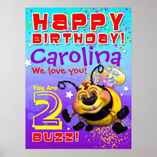 18 x24 " GiggleBellies BeeWee Anniversaire Poster