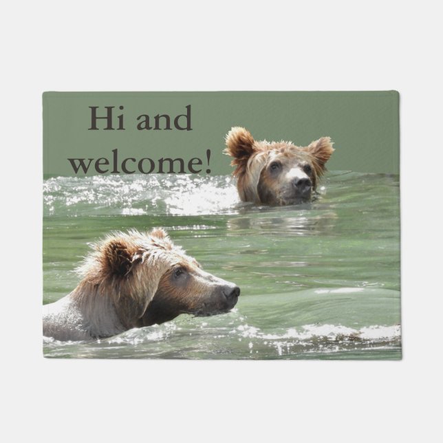 18" x 24" tapis de porte avec les petits animaux (Devant)