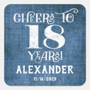 18e anniversaire Bleu Lin Merci Favor Stickers