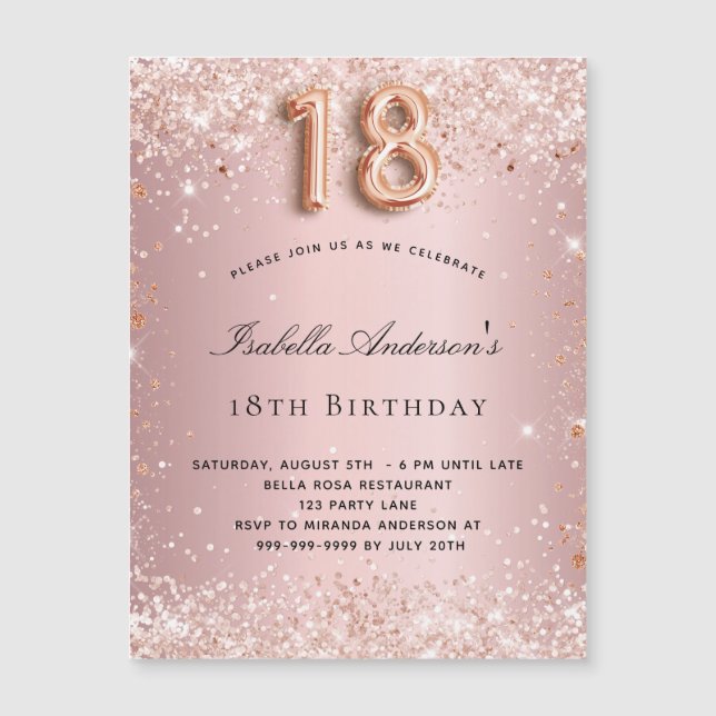 18e anniversaire blush rose rose rose invitation (Devant)