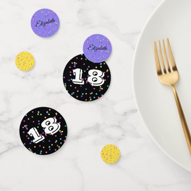 18e anniversaire Confetti sur Confetti et Nom pers (Groupe)