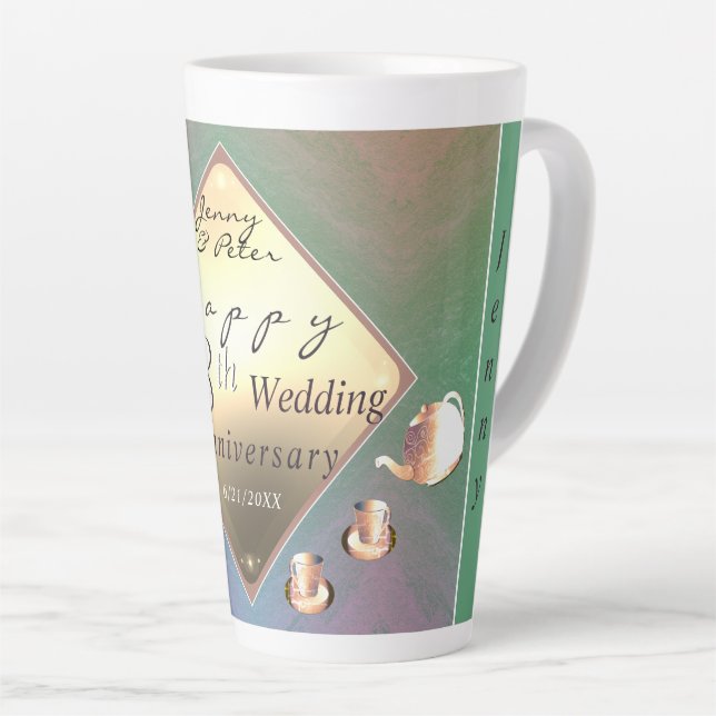 18e anniversaire du Mariage Acquamarine Latte Mug (Angle droit)