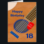 18e anniversaire Guitare Joueur Anniversaire<br><div class="desc">Carte du 18ème anniversaire pour quelqu'un qui aime la guitare. Gros plan d'une guitare avec un plectrum encastré dans les cordes. Sur la plectrum se trouvent les mots "You Rock". Une carte d'anniversaire pour un musicien qui aime la guitare.</div>