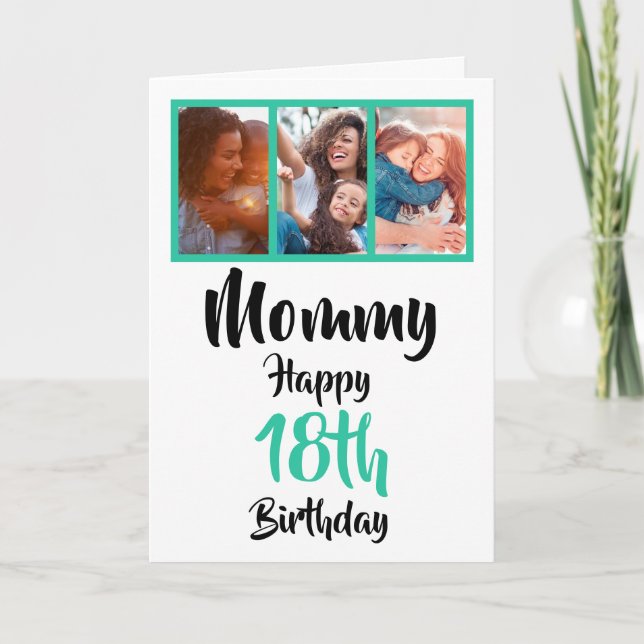18e anniversaire heureux maman photo collage carte (Devant)