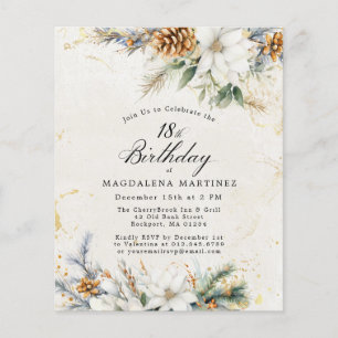 18e anniversaire Hiver Blanc Floral Invitation