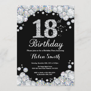 18e anniversaire Invitation Chalkboard Silver Diam
