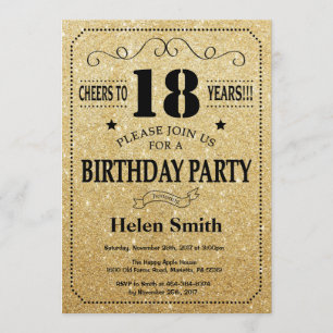 18e anniversaire Invitation Parties scintillant no