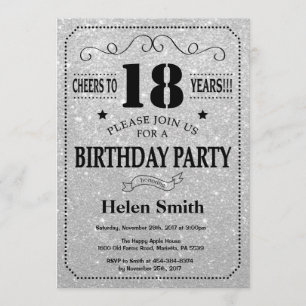 18e anniversaire Invitation Parties scintillant no