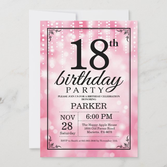 18e anniversaire Invitation Parties scintillant ro (Devant)