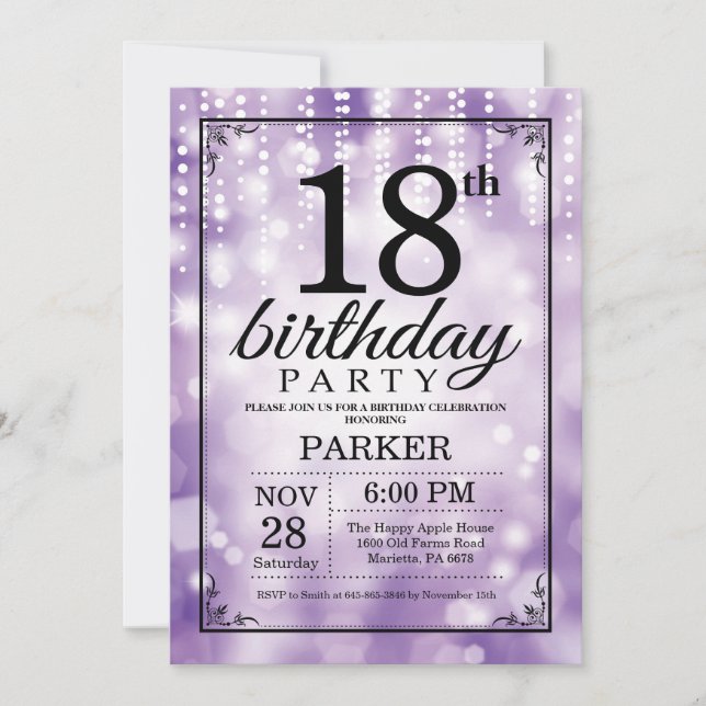 18e anniversaire Invitation Parties scintillant vi (Devant)