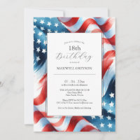 18e anniversaire Invitations drapeau américain