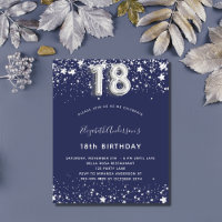 18e anniversaire marine bleu argent invitation