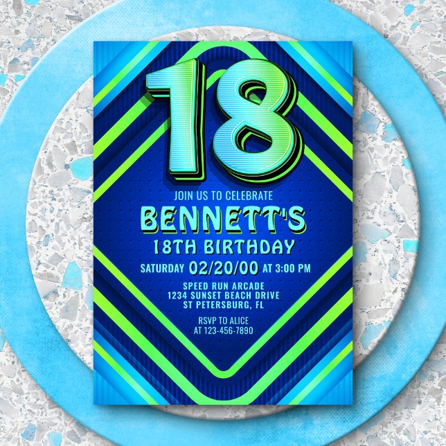 18e anniversaire Neon Invitation (Créateur téléchargé)