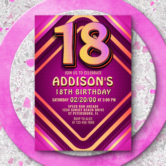18e anniversaire Neon Invitation (Créateur téléchargé)