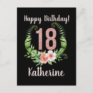 18e anniversaire Parties scintillant rose Carte de
