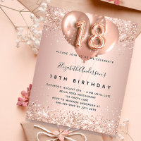 18e anniversaire rose invitation ballons d'or