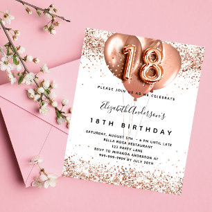 18e anniversaire rose invitation ballons d'or