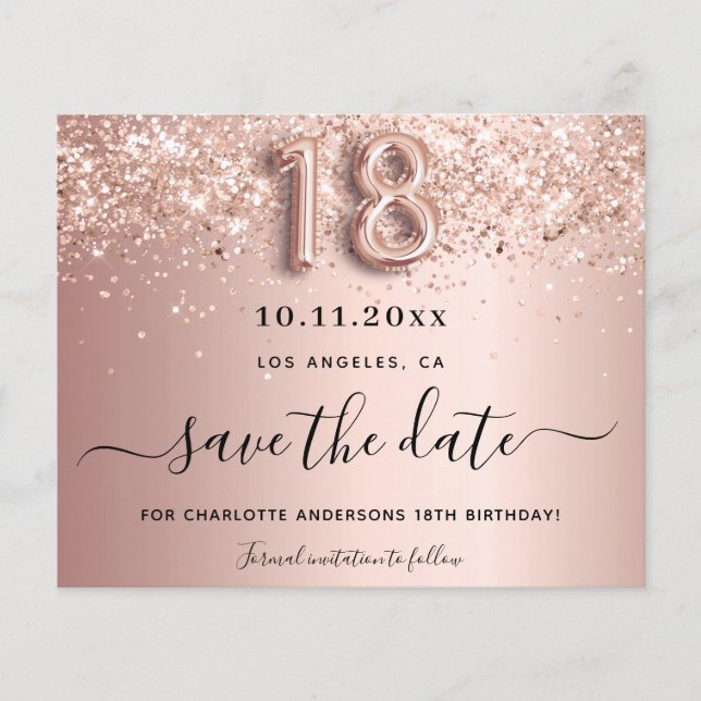 18e anniversaire rose or blush enregistrer la cart (Devant)