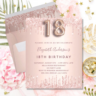 18e anniversaire rose or parties scintillant budge