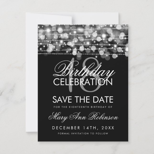 18e anniversaire Save The Date Party Sparkles Arge (Devant)