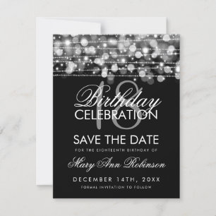18e anniversaire Save The Date Party Sparkles Arge