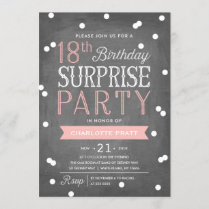 18e Confetti Surprise Party Invitation  Anniversai