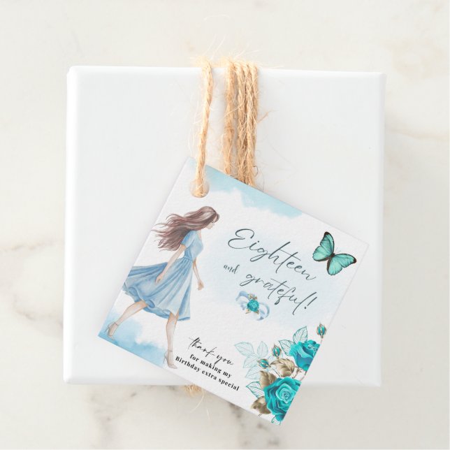 18e étiquette cadeau d'anniversaire (En situation)