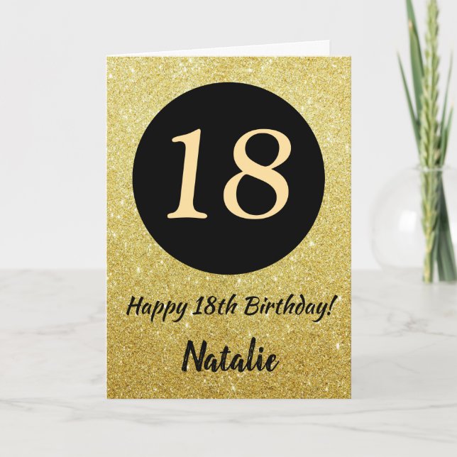 18e Joyeux Anniversaire Carte Parties scintillant  (Devant)