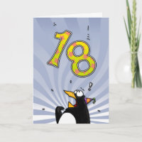 18ème anniversaire - carte de surprise de pingouin