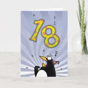 18ème anniversaire - carte de surprise de pingouin