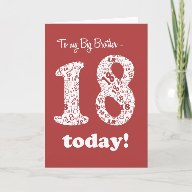 18ème carte d'anniversaire de rouge chic pour le (Devant)