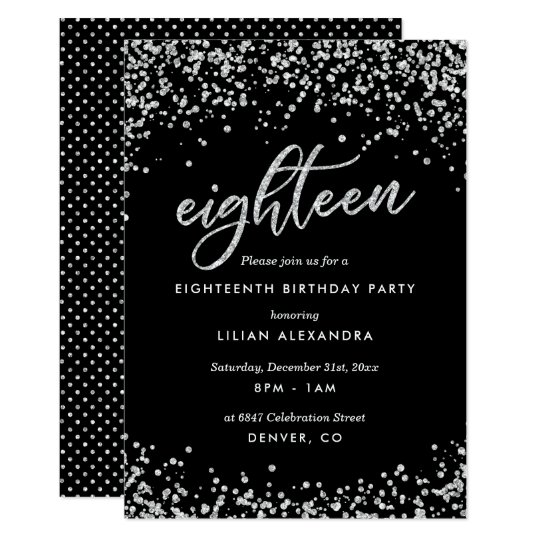 18eme Invitation Chique D Anniversaire Confettis Zazzle Fr