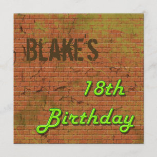 18ème invitation d'anniversaire de mur de briques