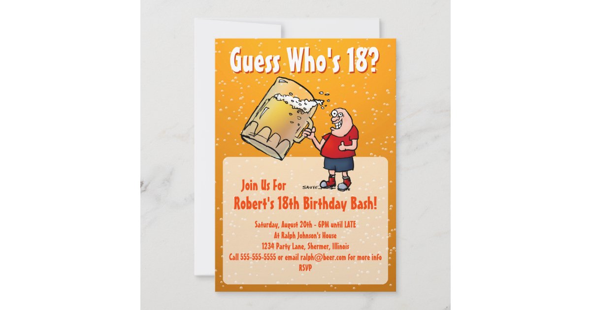 18eme Invitation Drole De Fete D Anniversaire Avec Zazzle Fr