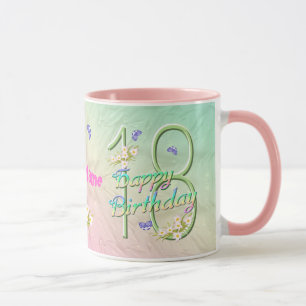 18ème Tasse de jardin de papillon d'anniversaire