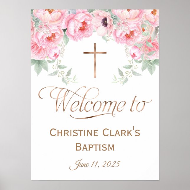 18x24, Rose, Floral, Fille, Affiche de bienvenue B (Devant)