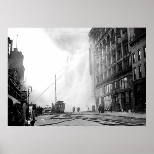 1909 14ème affiche du feu de St New York